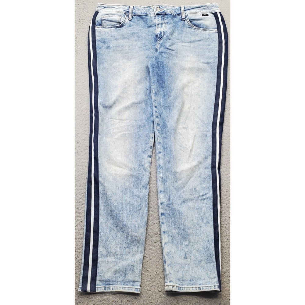 Mavi Ada Boyfriend Jeans Womens 31/29 Multi Denim Stretch Side Strips Skinny Leg